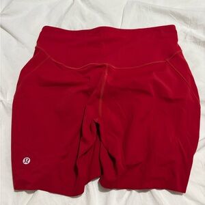 lululemon athletica Red High-Rise Bike Shorts with Logo